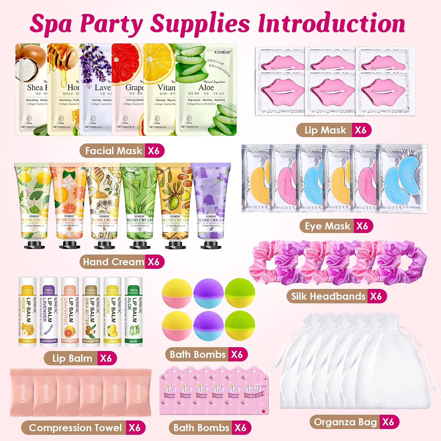Thumbnail 1 de 60PCS Spa Party Supplies for Girls: Complete Sleepover Skincare Set