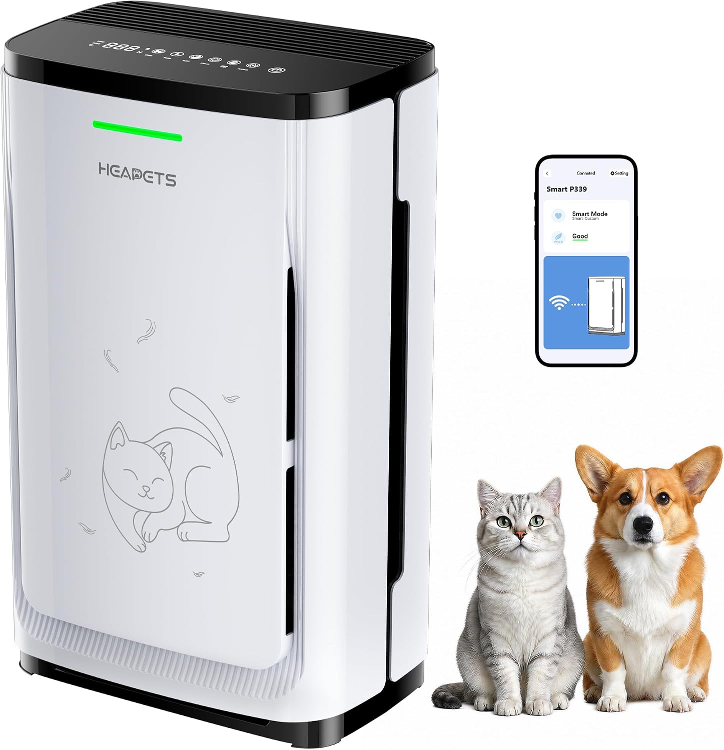 Detalle de Pet Air Purifier P339 for Large Homes (Up to 4,200 sq ft) with H13 HEPA, Carbon Filter, and App