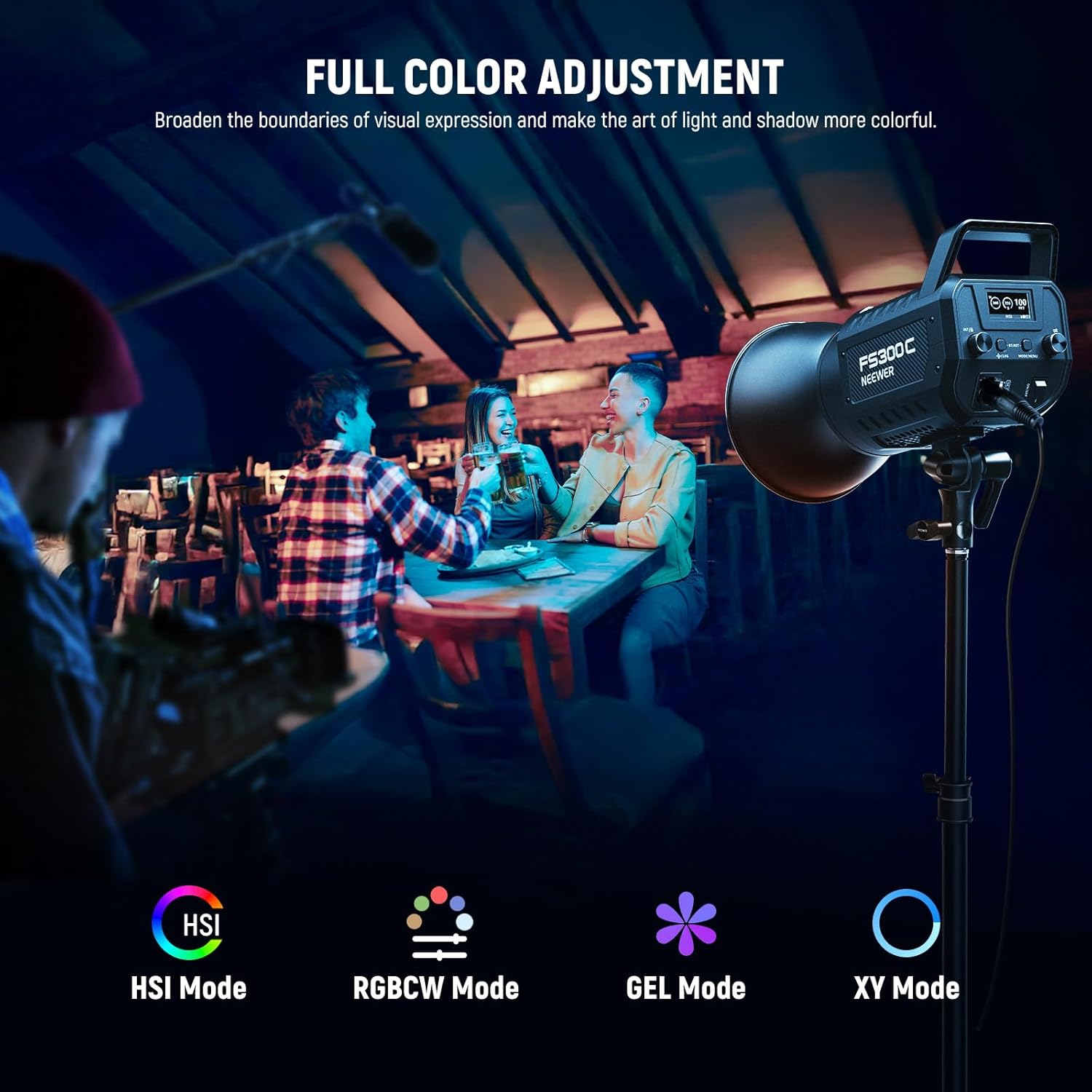 Thumbnail 2 de NEEWER FS300C 300W RGB LED Video Light (Bowens mount) with APP/2.4G control