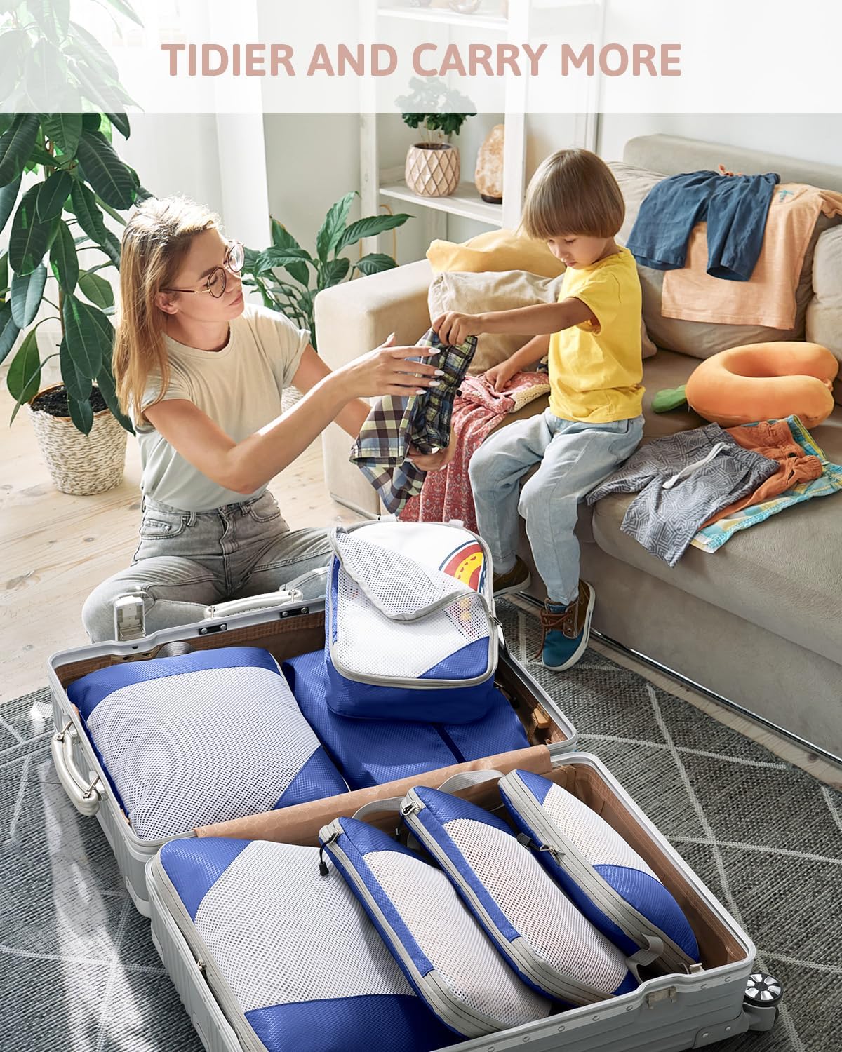 Thumbnail 6 de Meowoo Compression Packing Cubes 7 Set – Ultra‑Light, Multi‑Size Mesh Organisers for Travel
