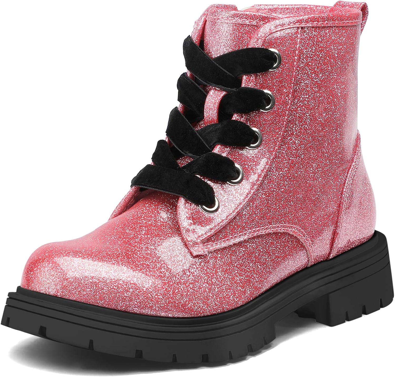 Detalle de K KomForme Girls’ Glitter Combat Ankle Boots with Side Zipper