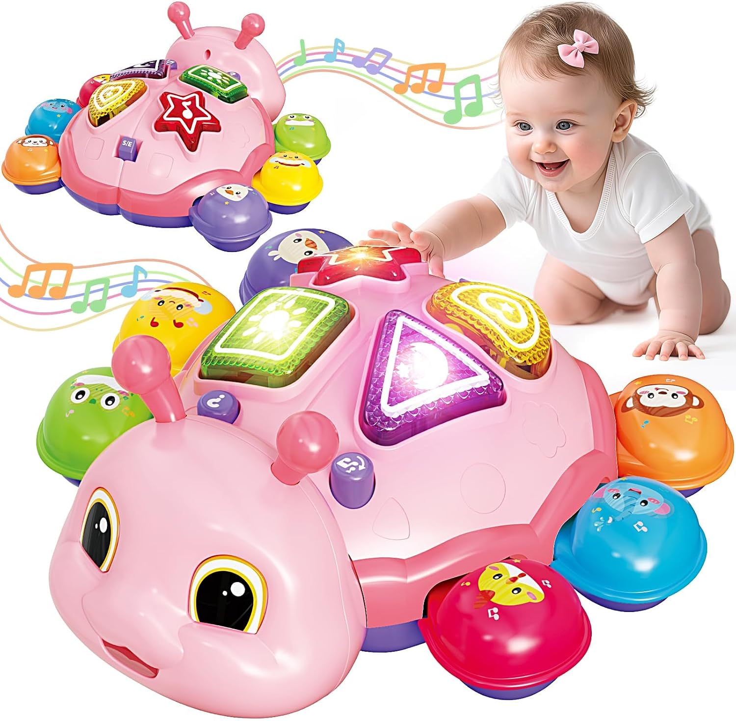 Detalle de Musical Crawling Baby Toy, Pink