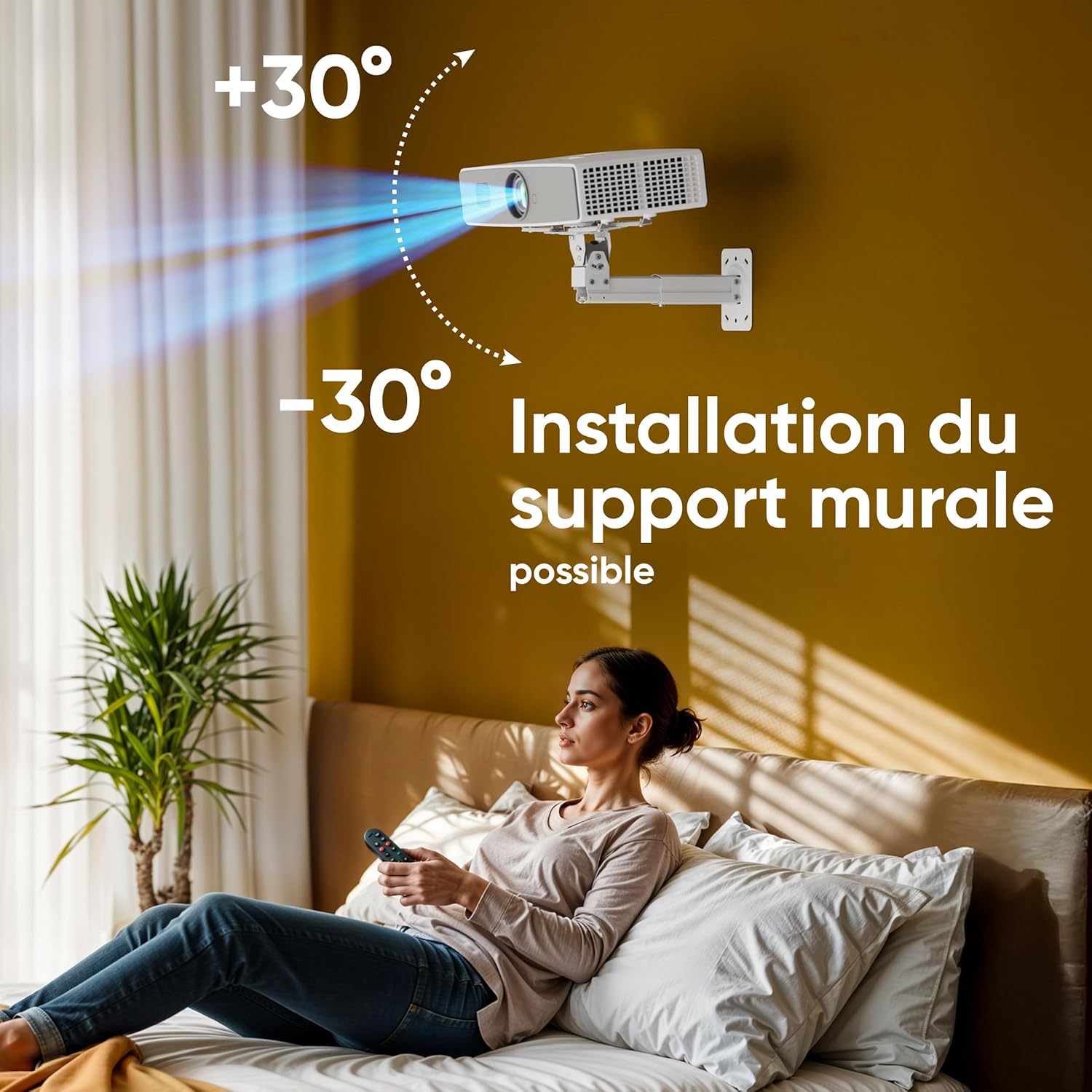 Thumbnail 3 de Support plafond & mural inclinable ONKRON K3A-W pour vidéoprojecteur (jusqu’à 10 kg)