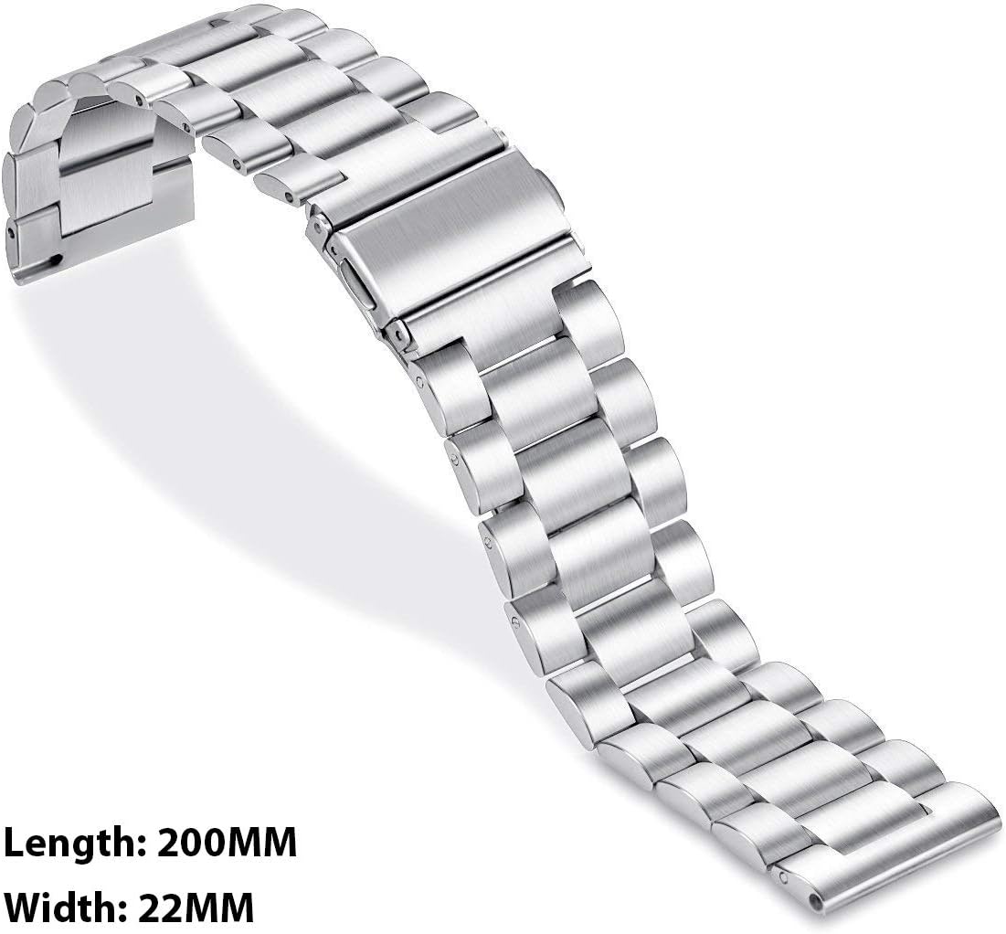 Thumbnail 3 de SUNDAREE 22mm Stainless Steel Strap for Samsung Galaxy Watch 46mm SM-R800, Watch 3 45mm, Gear S3, Huawei GT 3 46mm, Garmin Venu 2 and more