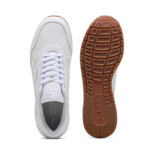Detalle 2 de PUMA ST Runner Leather V4 Sneaker unisex – Weiß Glacialgrau Kaugummi, Größe 44.5 EU