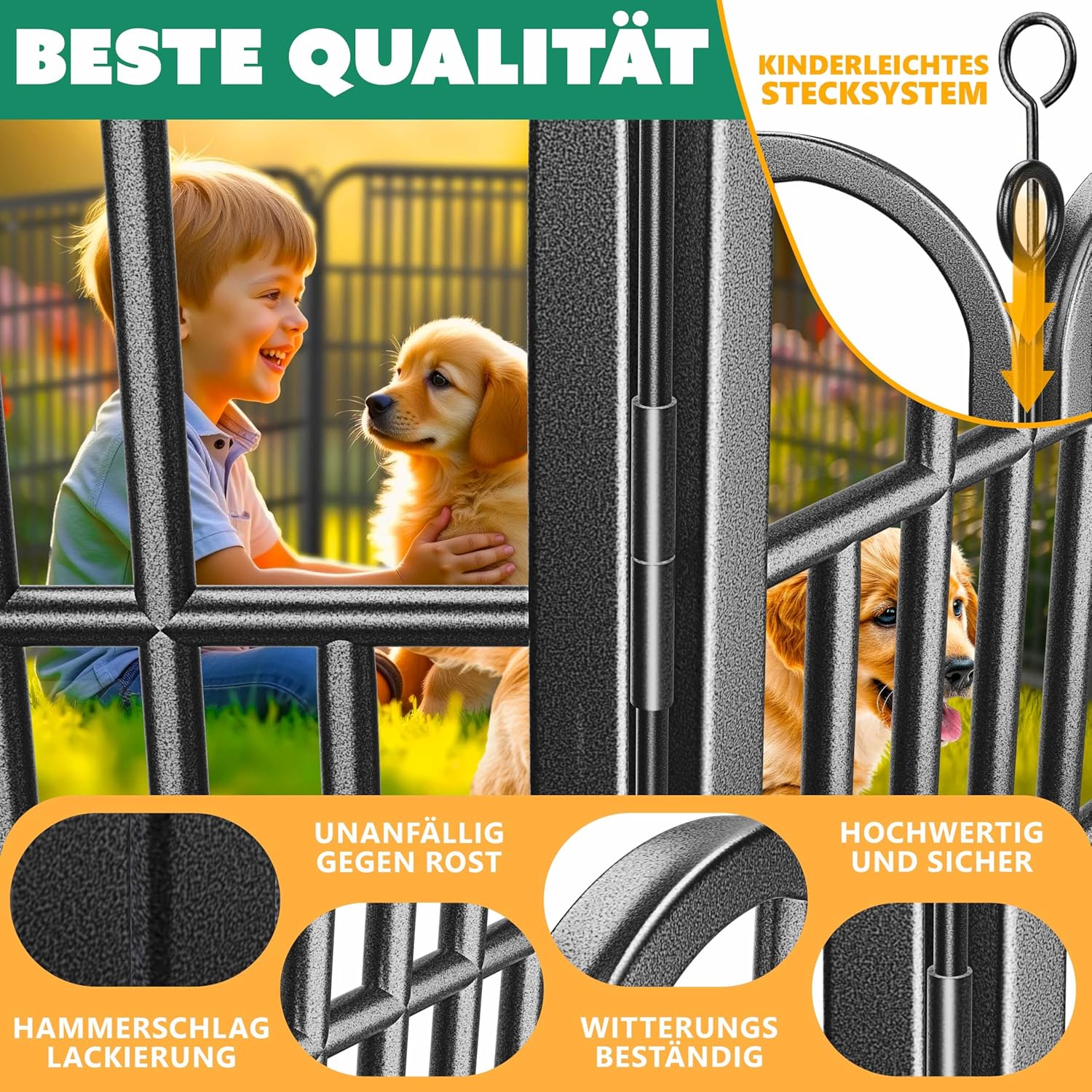 Thumbnail 5 de LovPet Welpenlaufstall Hundelaufstall XXL 8x80x80 cm