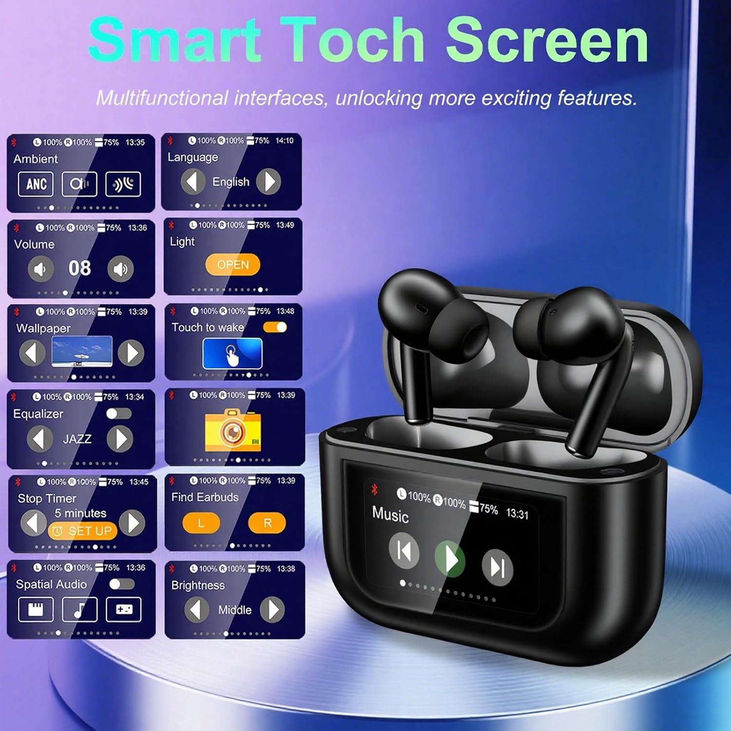 Detalle 2 de Wireless Earbuds 48H Bluetooth 5.4 Noise Cancelling