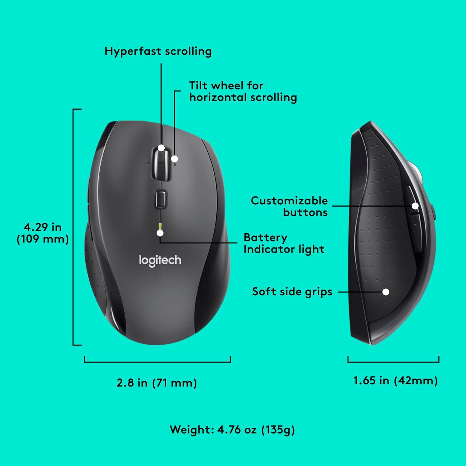 Thumbnail 6 de Logitech M705 Marathon Wireless Mouse 1000 DPI 🖱