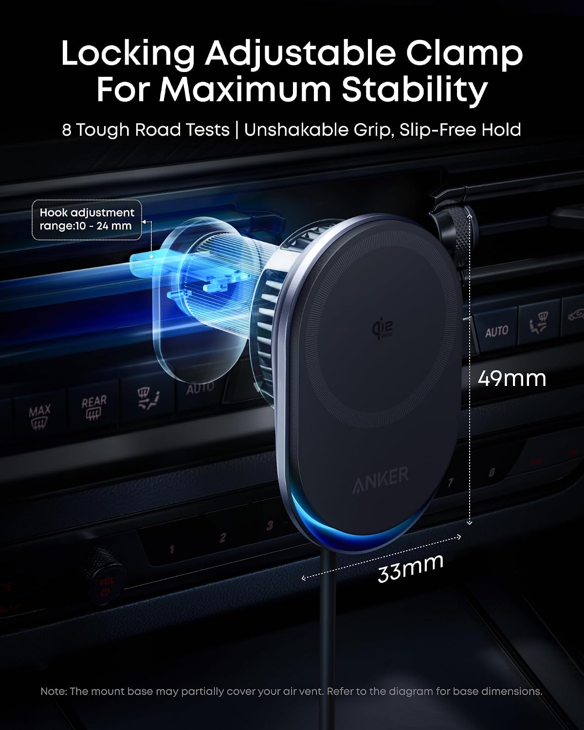 Detalle de Anker Prime B2933 Qi2 25W Wireless Car Charger with AirCool