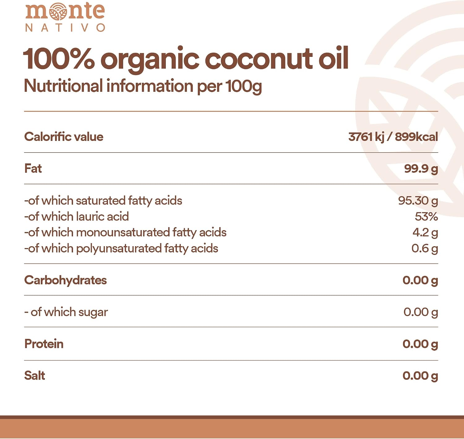 Detalle de MonteNativo Olio di Cocco Biologico Extra Vergine – 3x1000 ml: crudo, spremuto a freddo e non raffinato
