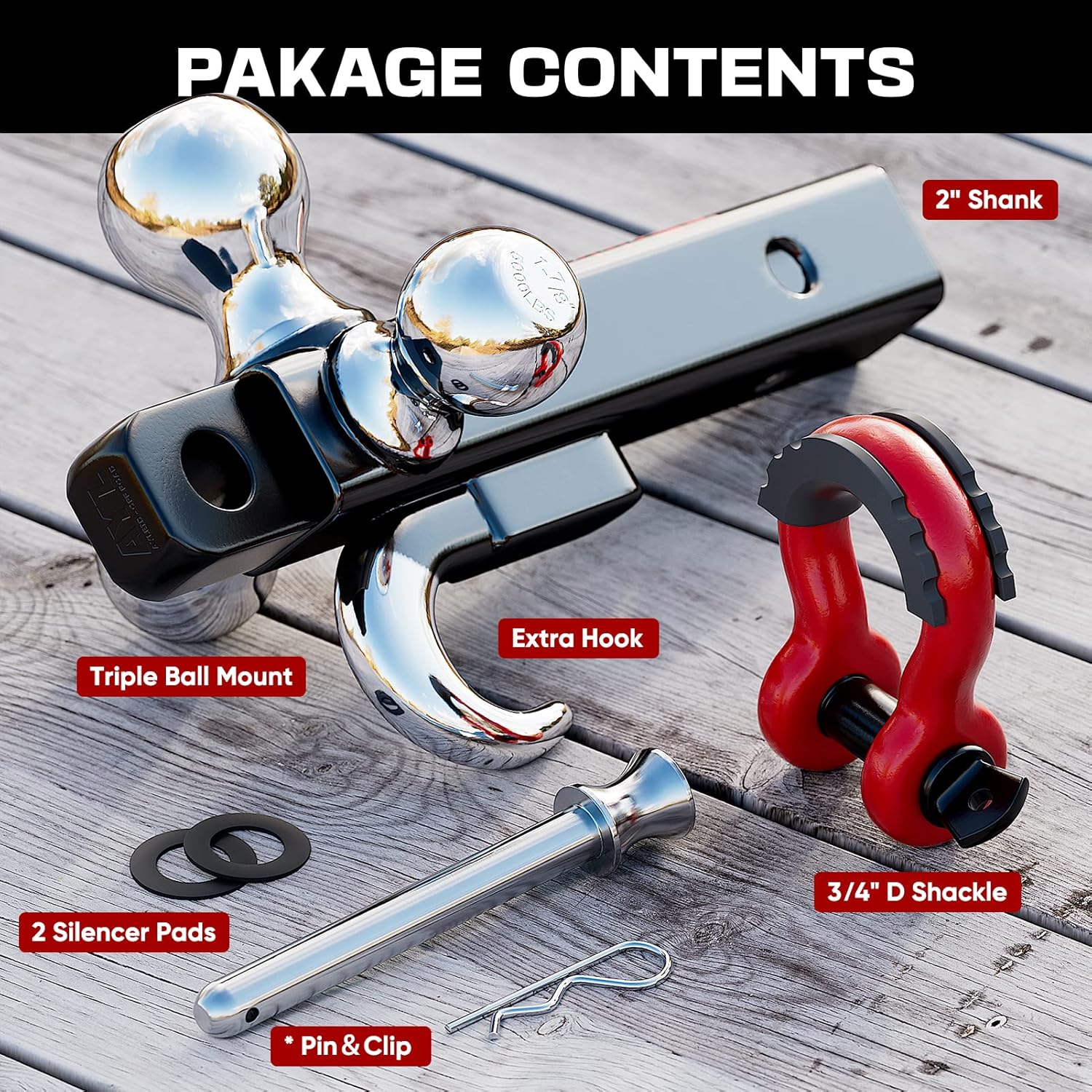 Thumbnail 4 de Ayleid Tri-Ball Trailer Hitch Mount 5000 LBS