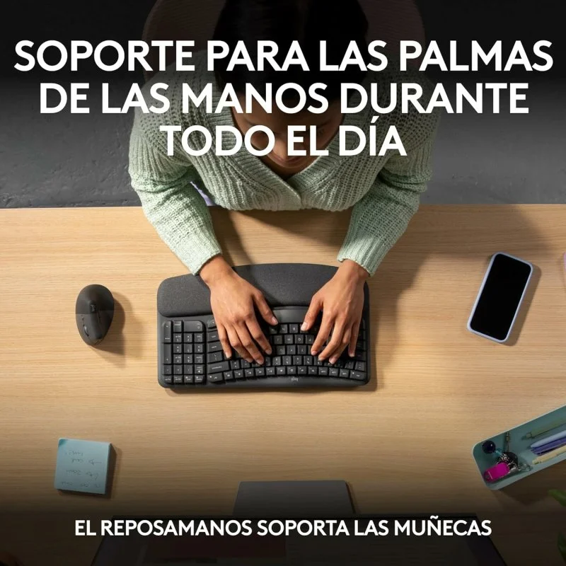 Thumbnail 2 de Logitech Wave Keys teclado inalámbrico ergonómico Bluetooth grafito