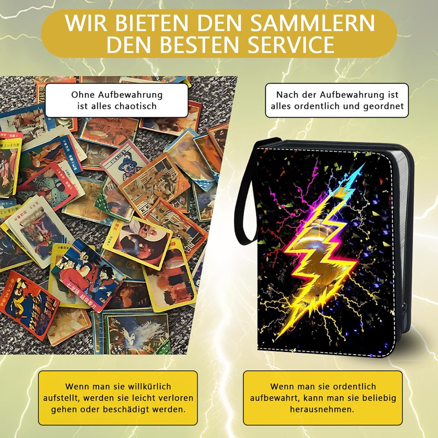 Detalle 2 de ShifenHong Sammelalbum groß für Sammelkarten mit Reißverschluss und 3-Ring-Mechanik