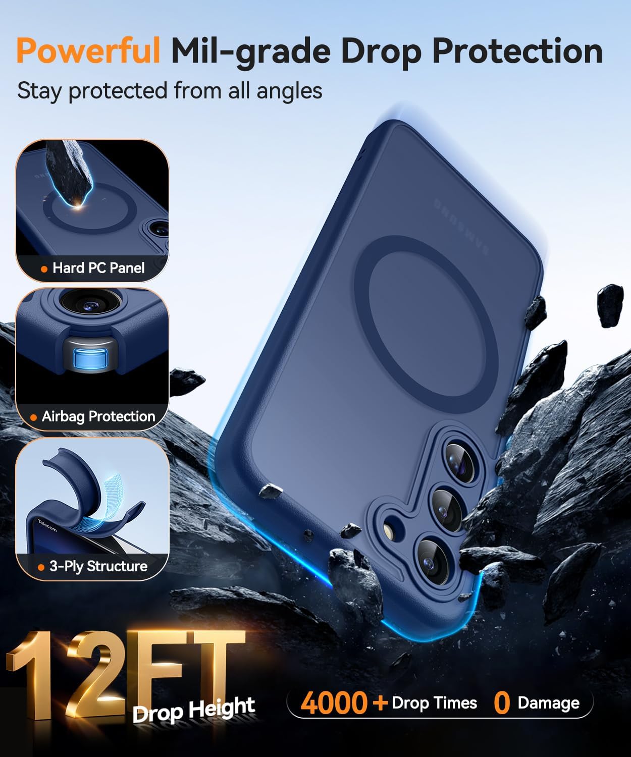 Thumbnail 5 de CANSHN Cover magnetica per Samsung Galaxy S23 da 6,1” con protezione fotocamera a copertura totale, blu profondo