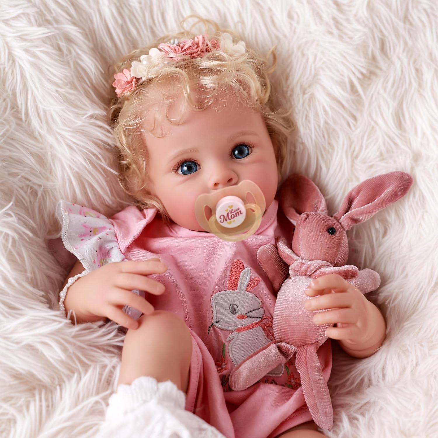 Thumbnail 1 de JIZHI Reborn Girl 17-Inch Realistic Baby Doll with Soft Cloth Body and Hand Rooted Hair