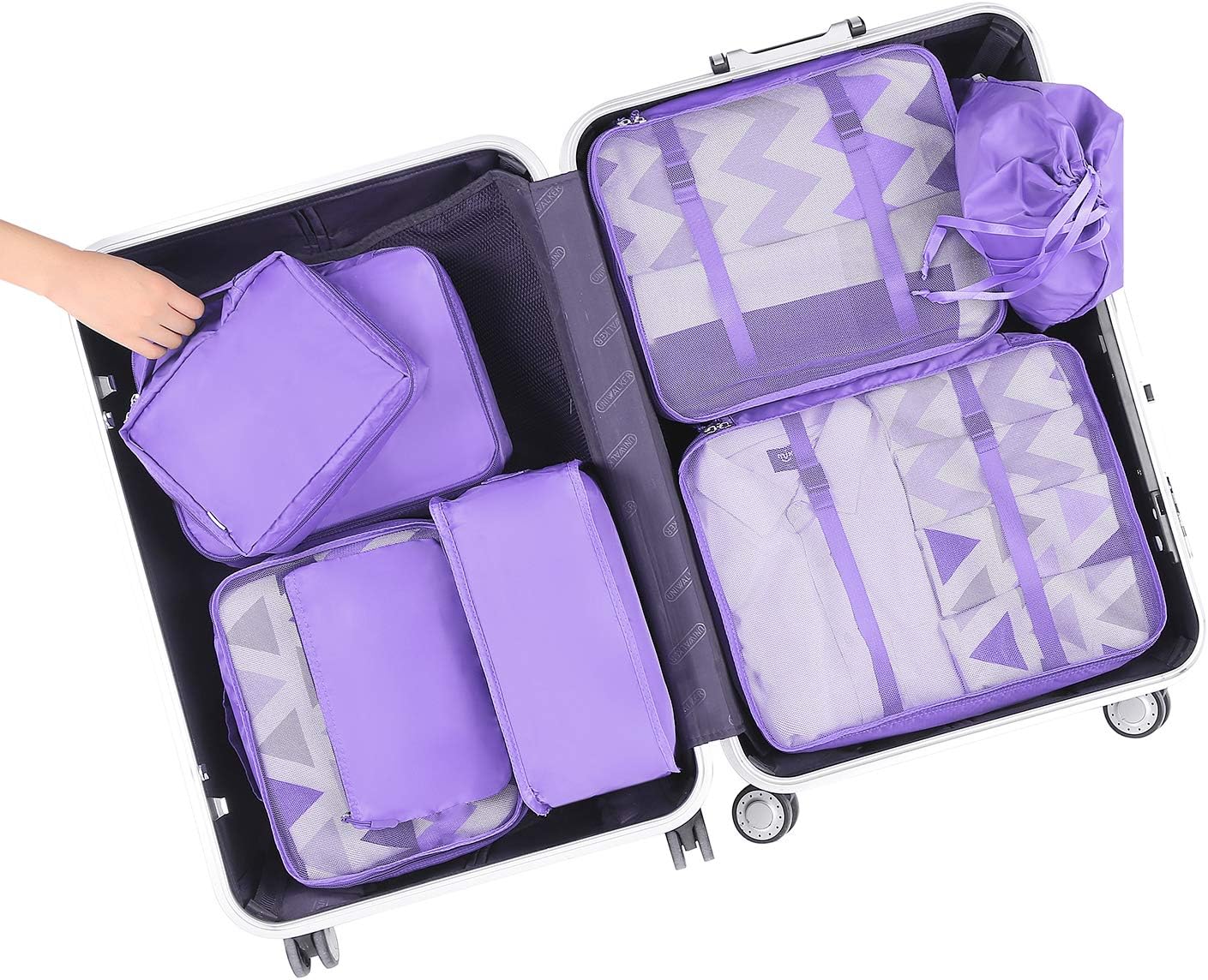 Thumbnail 6 de BAGAIL 8-teiliges Packwürfel-Set – Kofferorganizer aus Nylon mit Mesh, inkl. Unterwäsche-, Kultur- und Schuhtasche