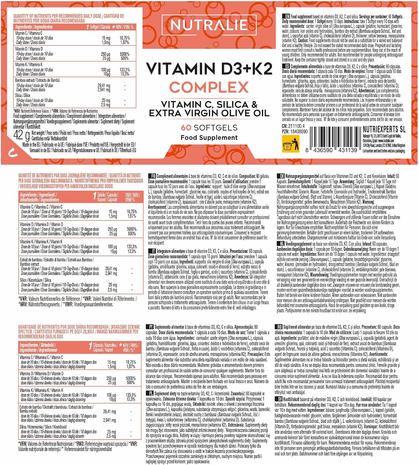 Thumbnail 5 de NUTRALIE Vitamina D3 y K2 10000 UI 60 softgel