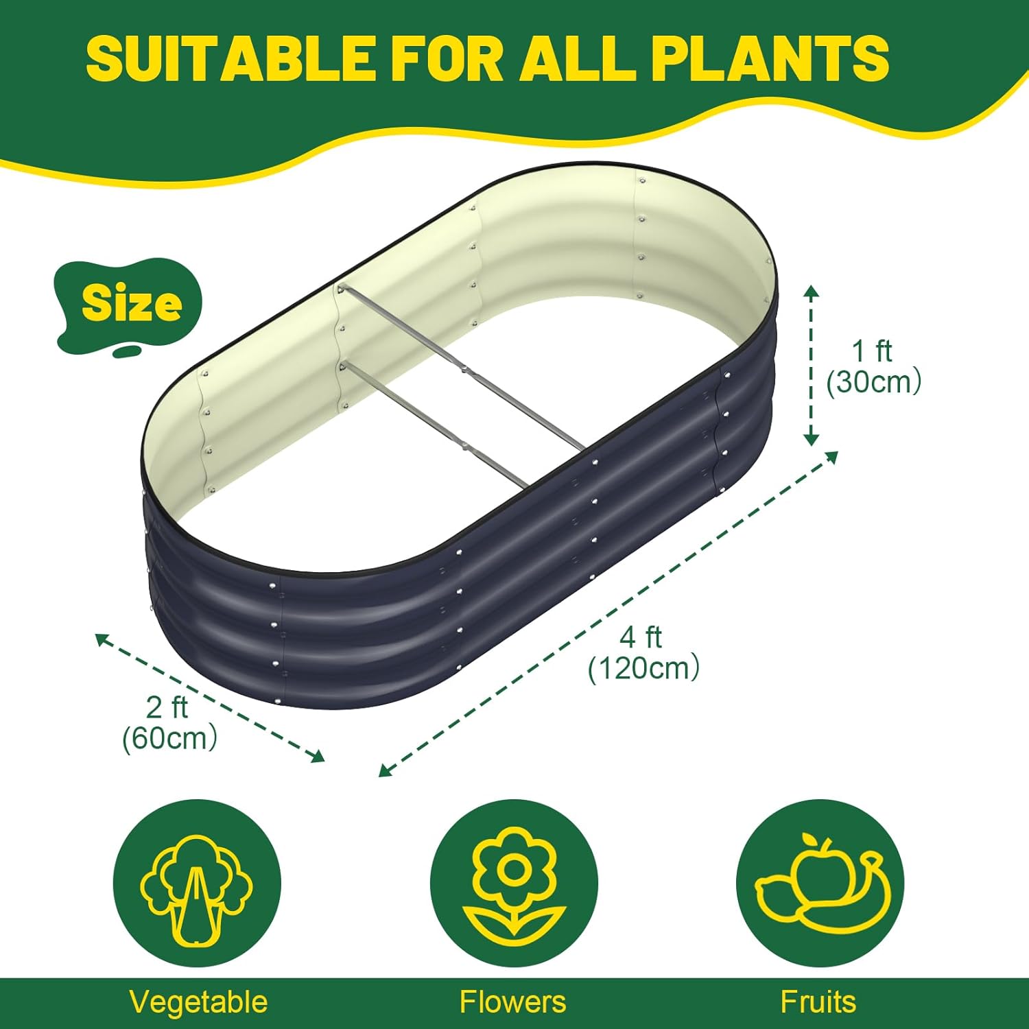 Thumbnail 6 de Ergohortus Raised Beds for Garden: Set of 2 galvanised metal planters, 120x60x30 cm