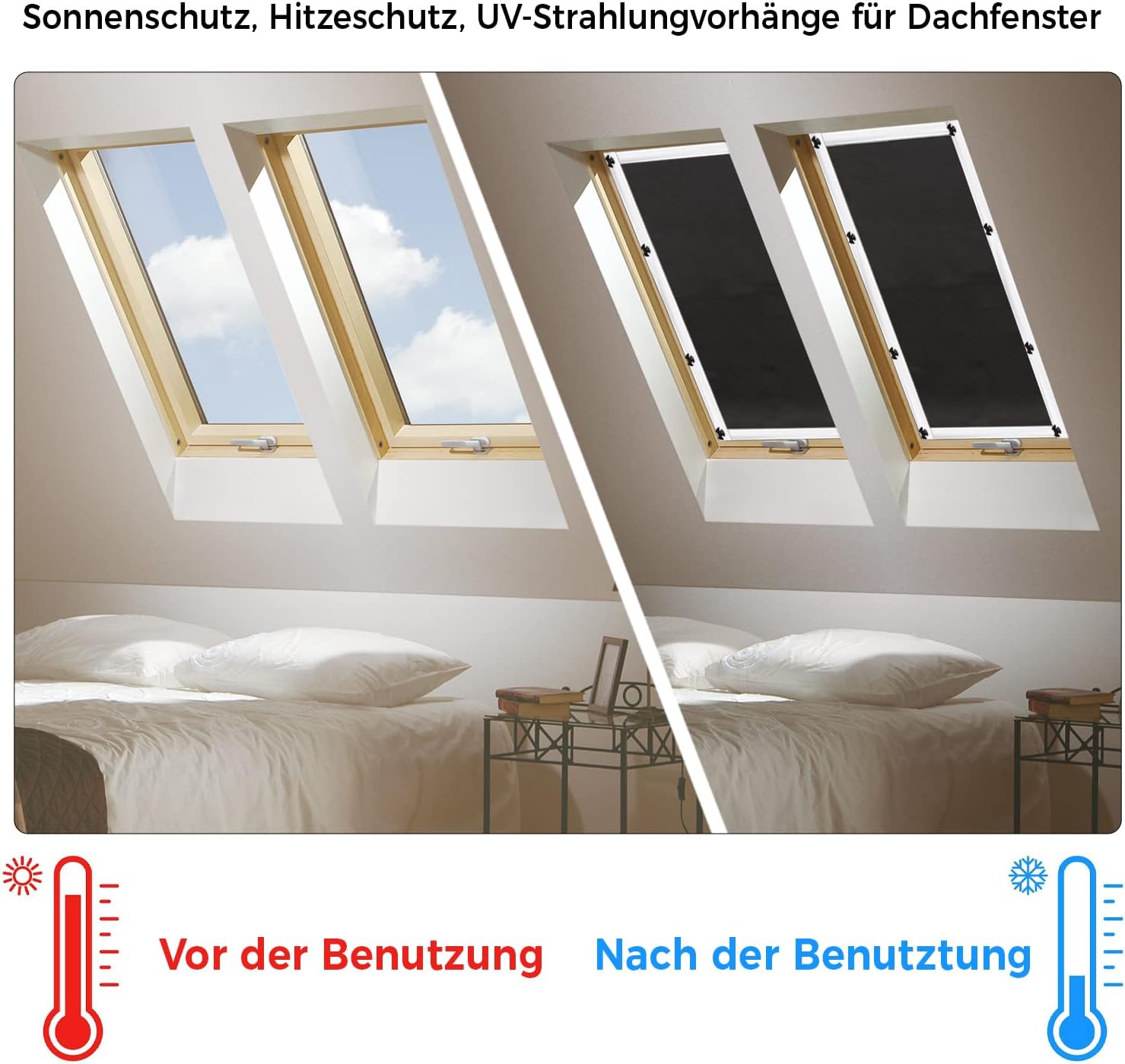 Detalle de Update Sonnenschutz Dachfenster Rollo Verdunkelungsrollo – Verdunkelungsstoff für Velux- und Roto-Fenster 96 × 120 cm