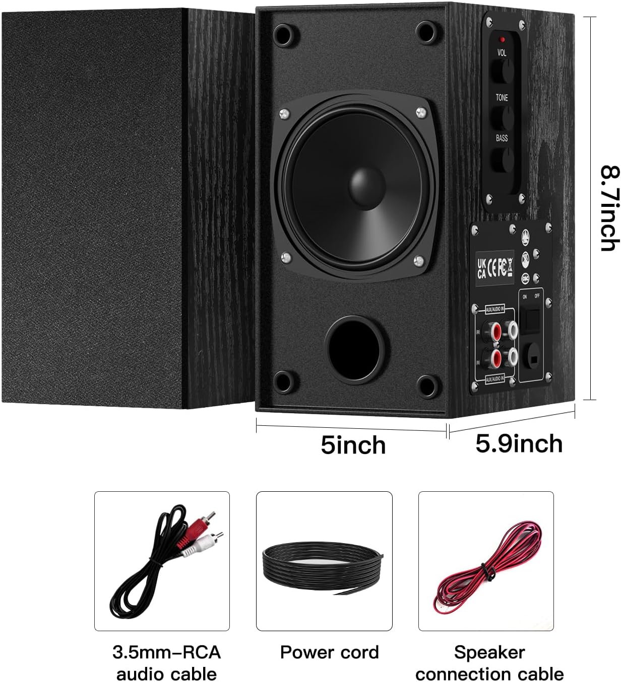 Thumbnail 6 de Elimavi Active Bookshelf Speakers 2.0: 30W x 2 with 4" Woofers and 3.5mm/RC A inputs