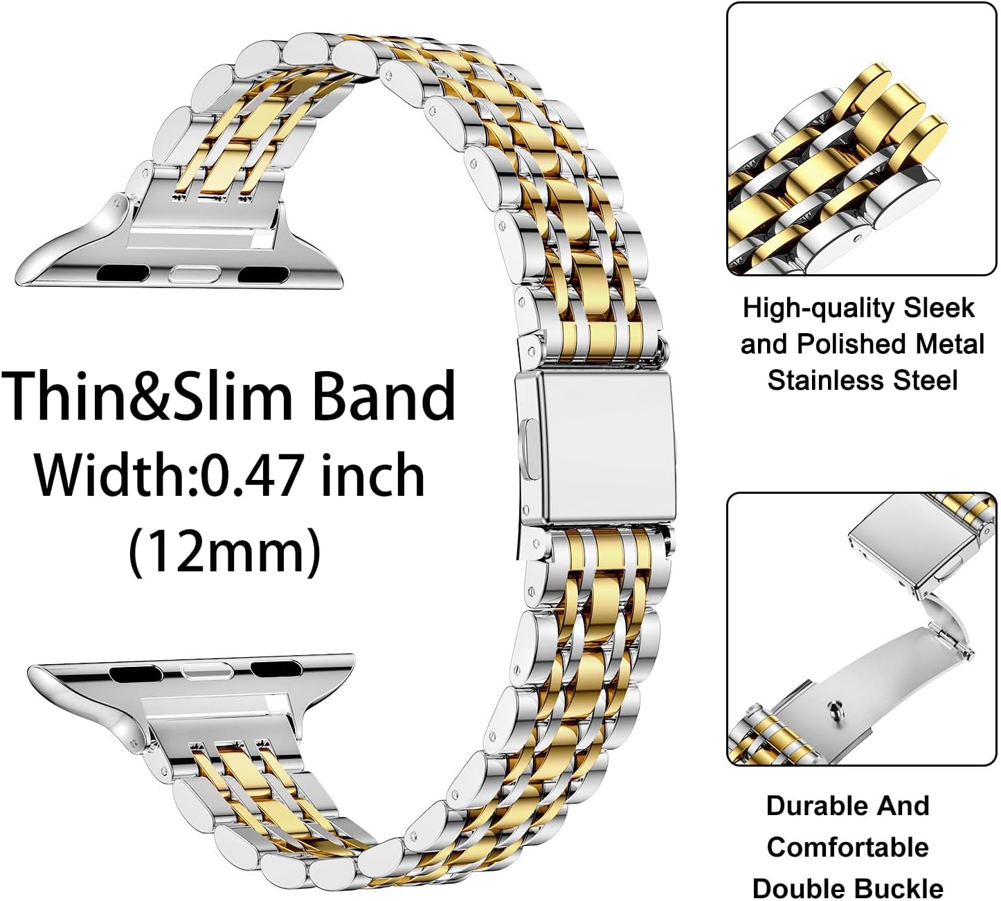 Detalle 2 de MioHHR Slim Stainless Steel Apple Watch band 38mm