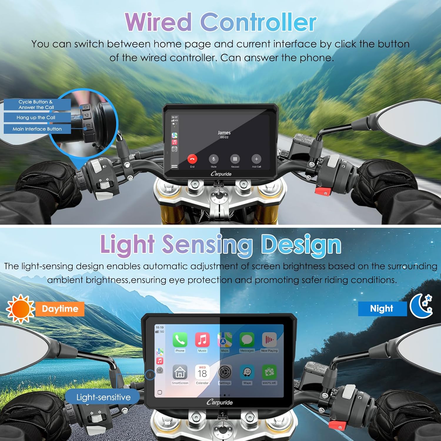 Thumbnail 5 de CARPURIDE W702S Pro 7" Motorcycle CarPlay screen