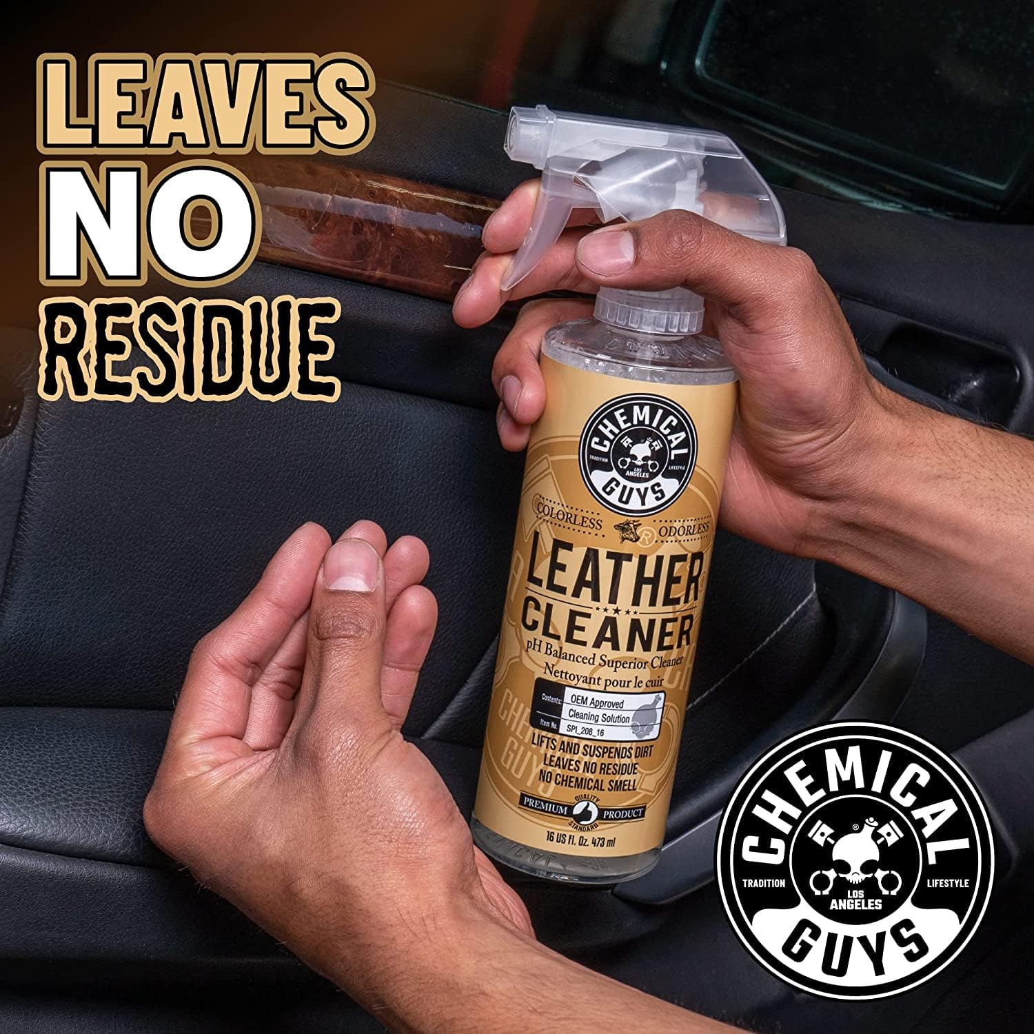 Detalle 2 de Chemical Guys SPI410 Leather Cleaner and Conditioner Bundle with ACC_S95 Long Bristle Horse Hair Leather Cleaning Brush