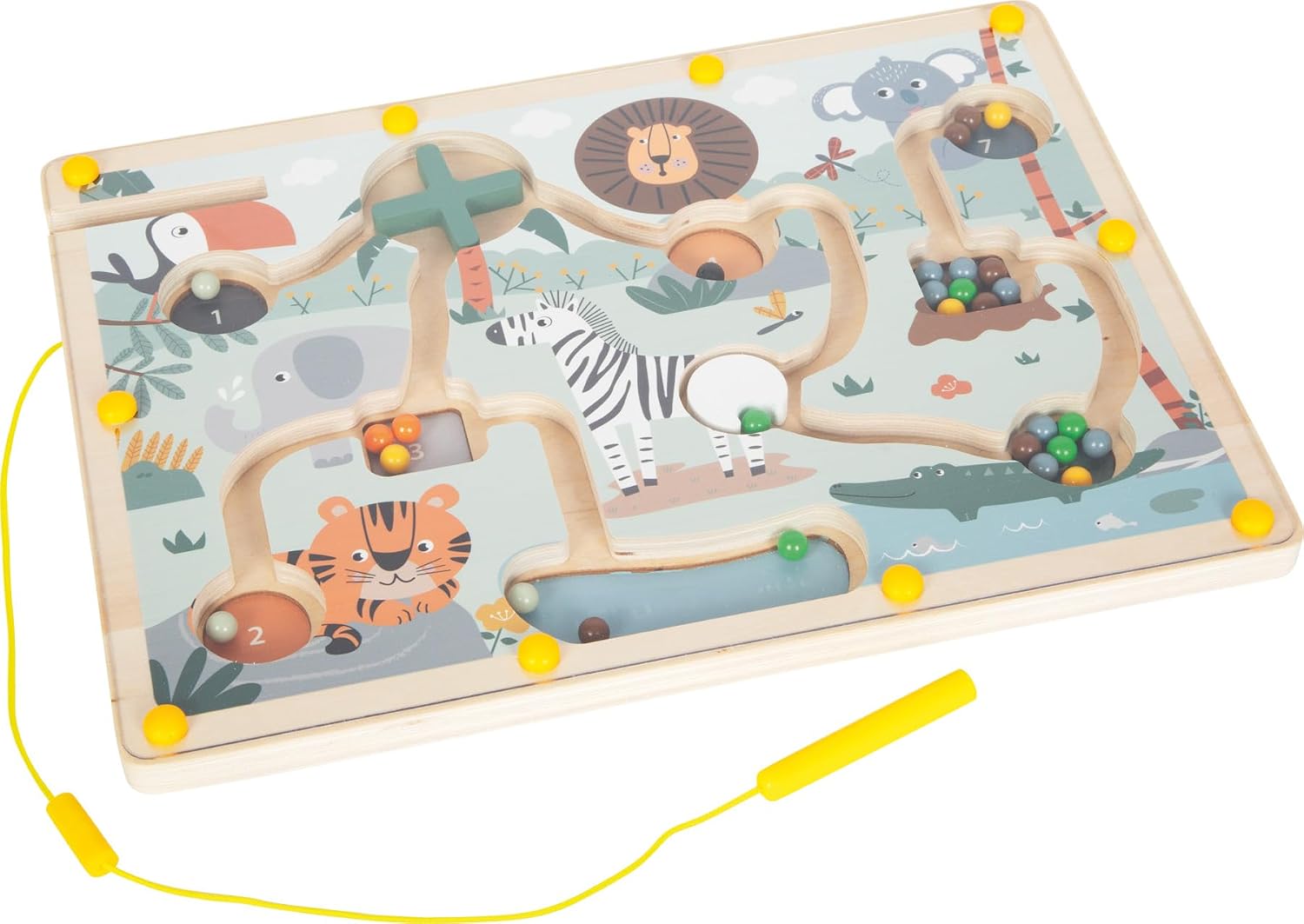 Detalle de Small Foot Magnetisches Labyrinth Safari – Motorikspiel aus FSC®-Holz, ab 2 Jahren