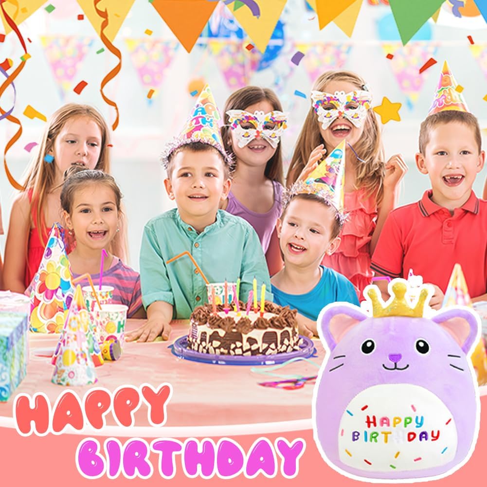 Thumbnail 2 de AMFUN 10" Purple Birthday Cat Plush Pillow — A Cute, Gentle Companion for Kids and Families