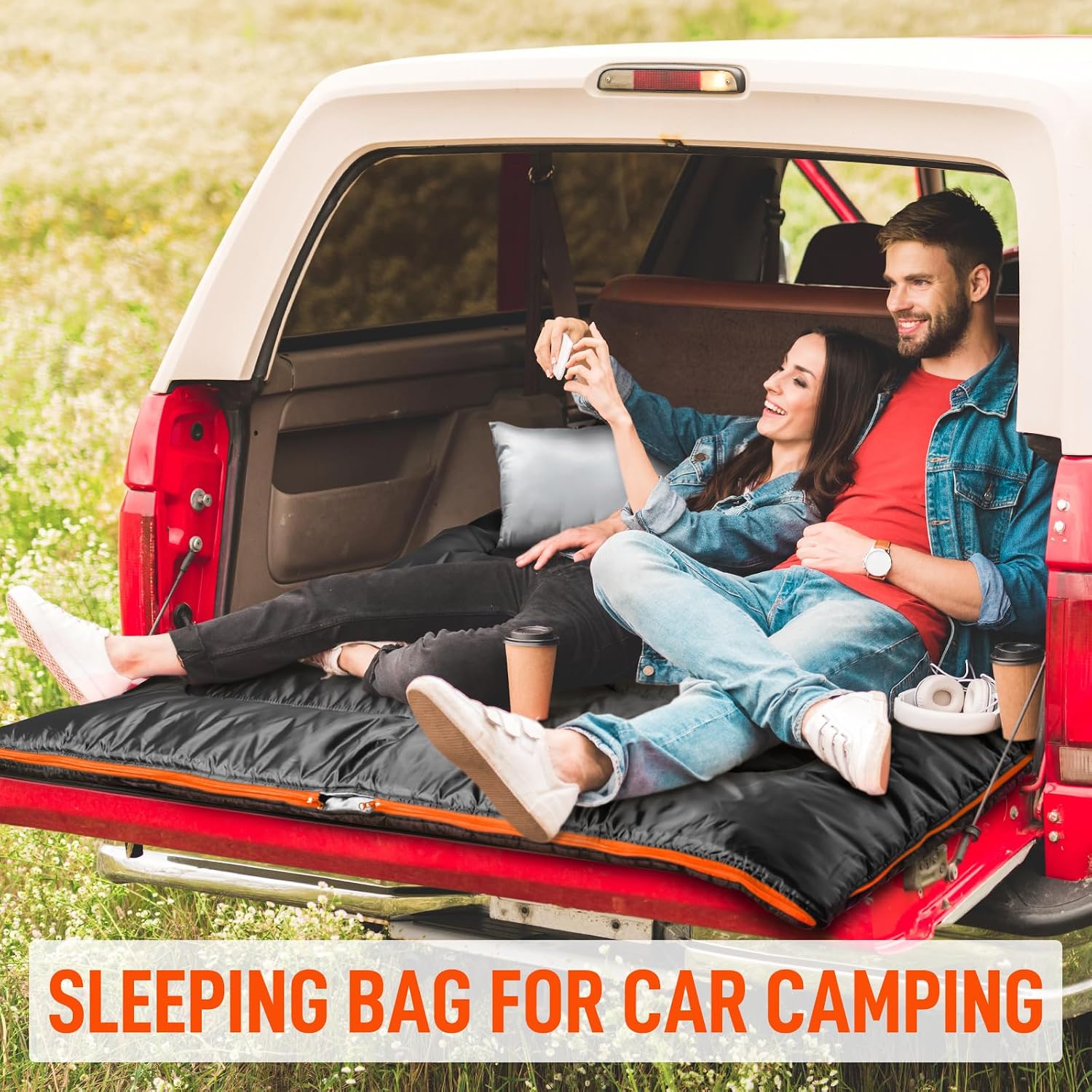 Detalle de MEREZA Double Sleeping Bag for Adults – XL Two‑Person, All‑Season with Pillow