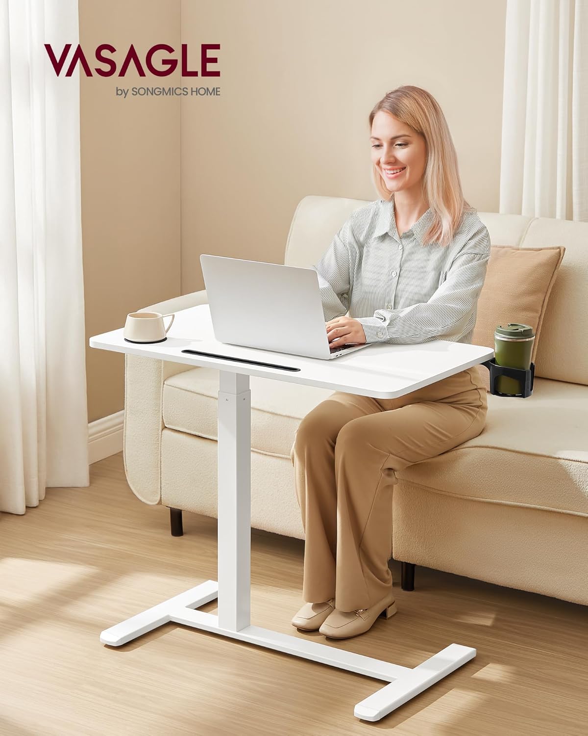 Detalle de VASAGLE LSD601YA01 Overbed Table 80x45 cm
