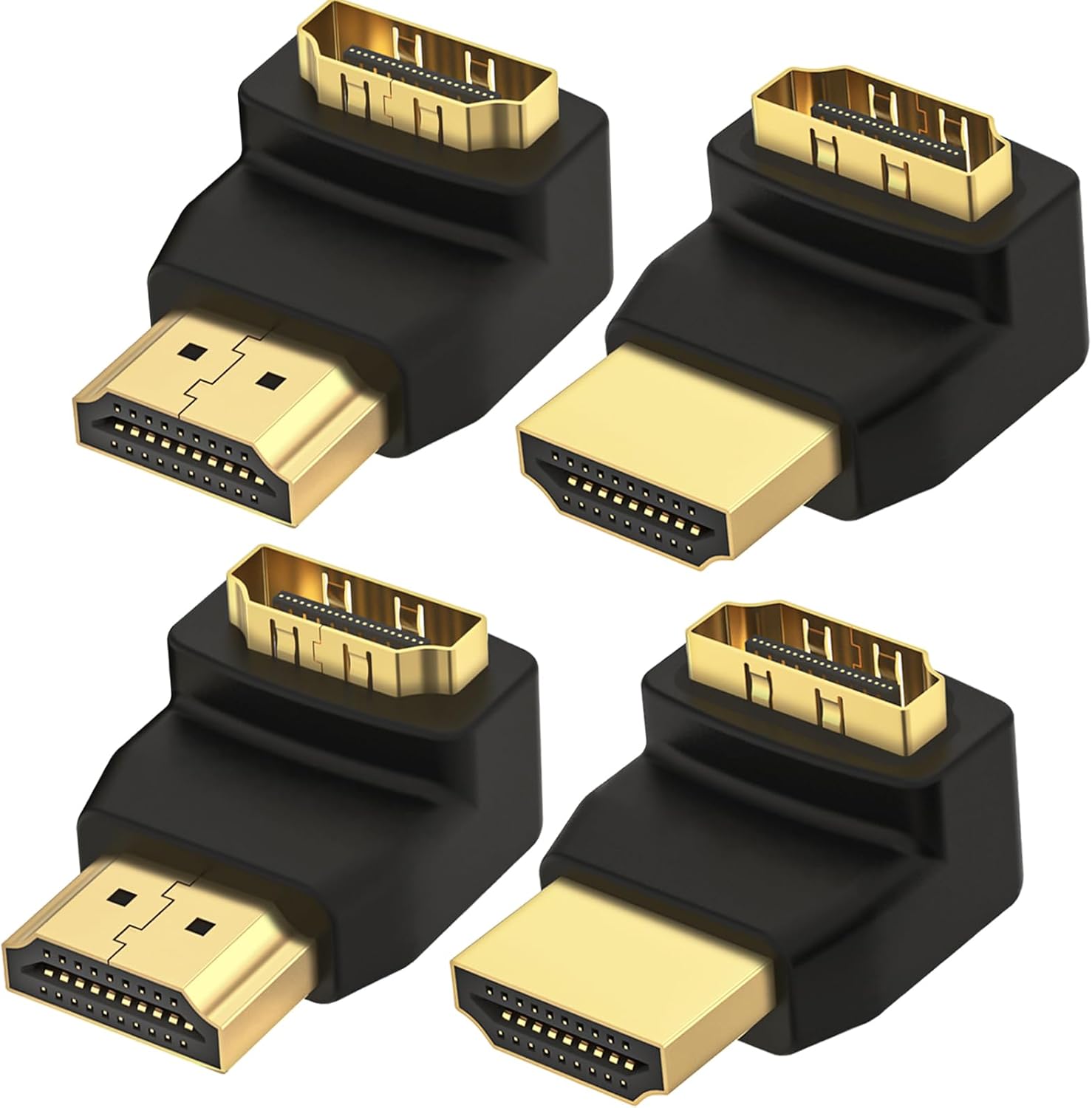 Detalle de LEENUE Right Angle HDMI Adapter 4K (4 Pack) – 90° & 270° Angled HDMI Extenders