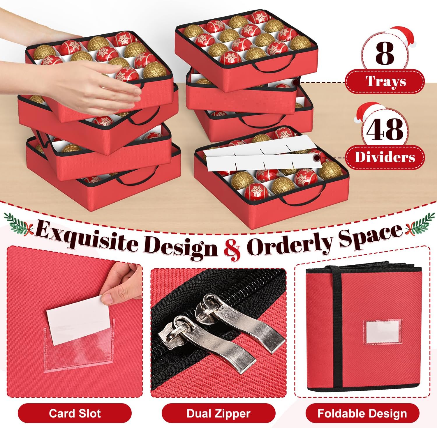 Detalle 2 de Keten 3-Inch Ornament Storage Boxes