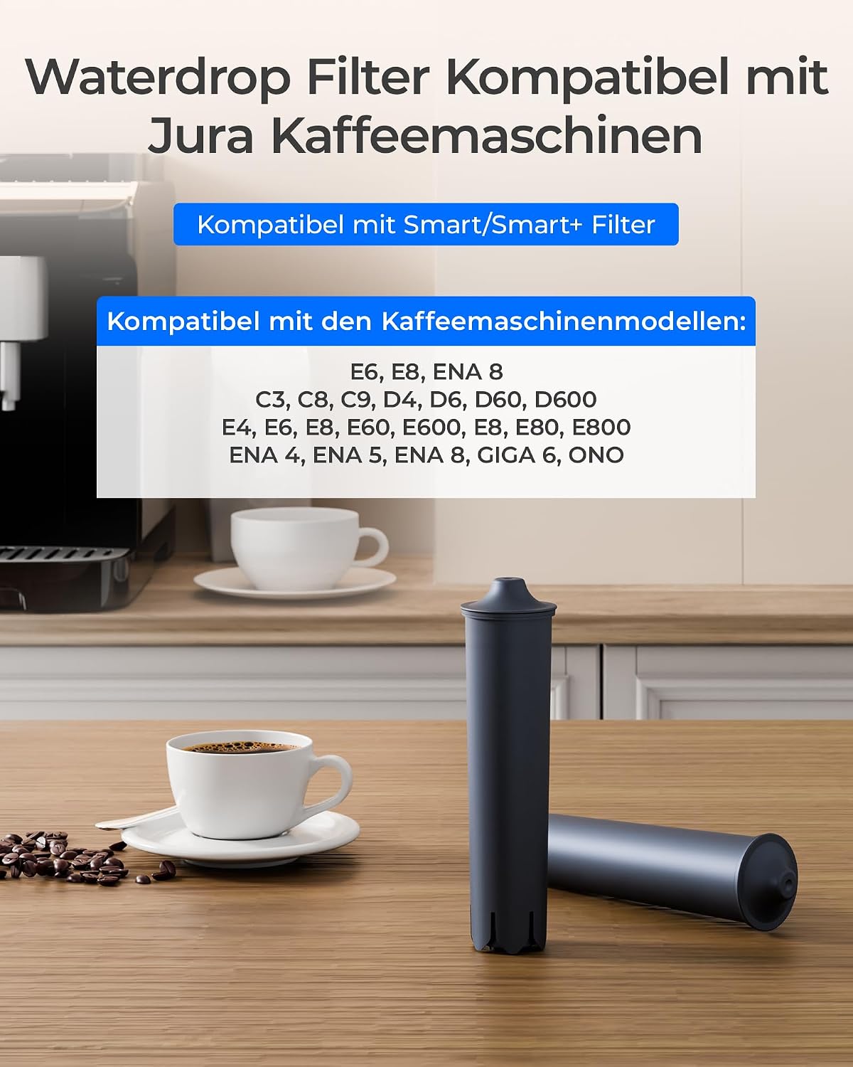 Detalle de Waterdrop Ersatzwasserfilter – kompatibel mit Smart+, Smart, 24233 Filterpatrone, Jura E-Serie