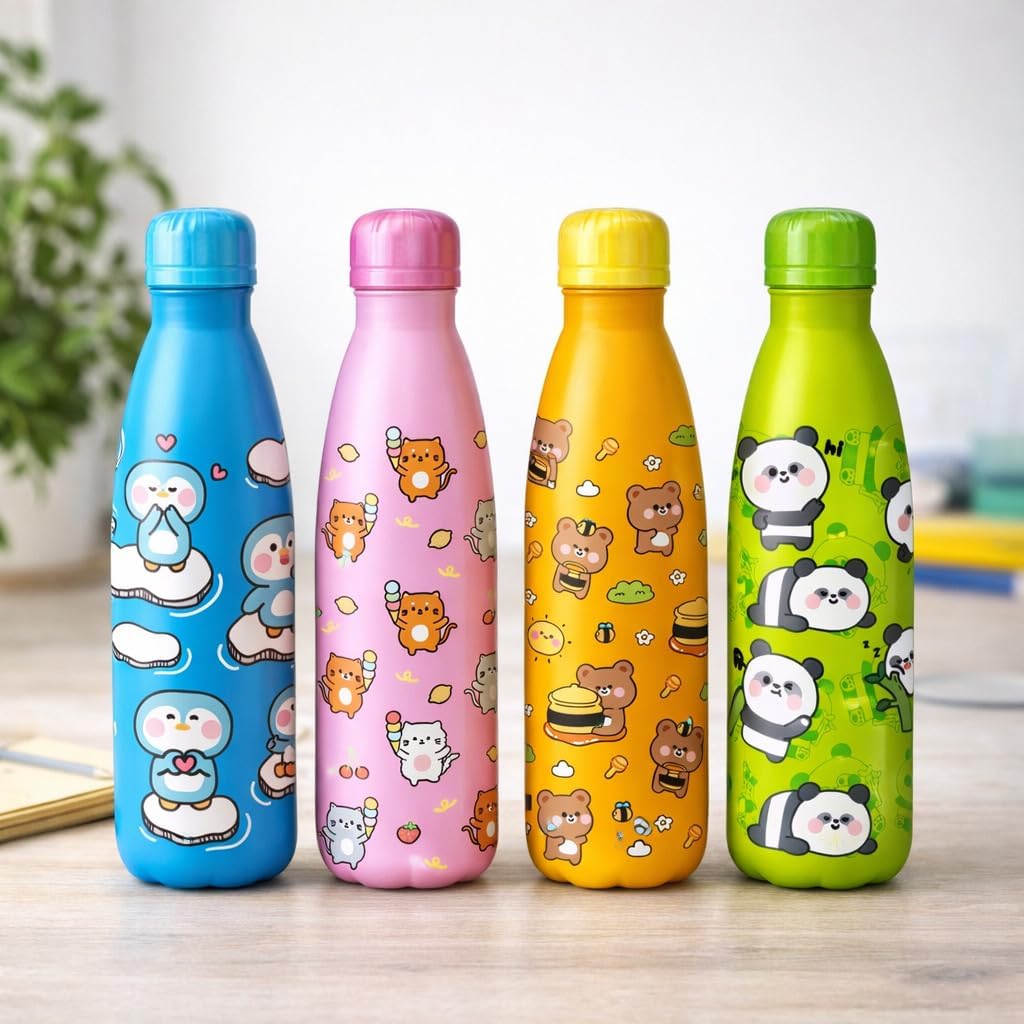 Detalle de Cartomania Borraccia termica chill & refill panda verde 500 ml, acciaio BPA free