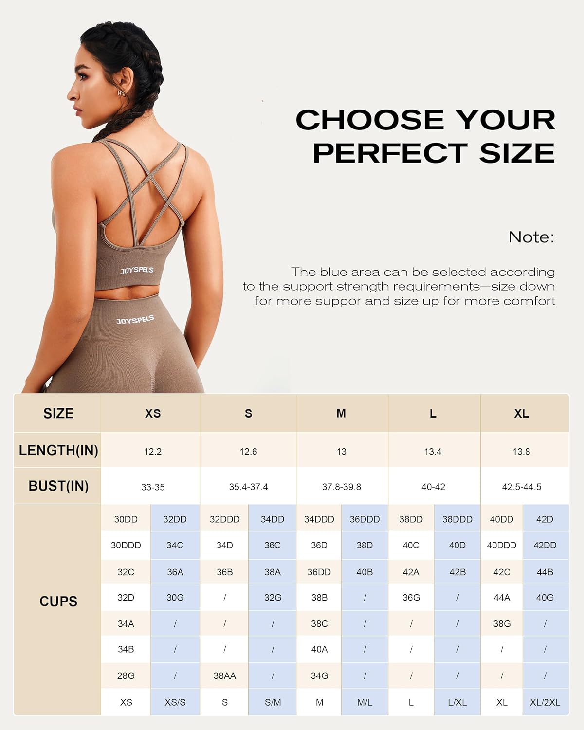 Thumbnail 5 de JOYSPELS Women's Seamless Longline Sports Bra - Slim Strap, 4-Way Stretch with Removable Pads