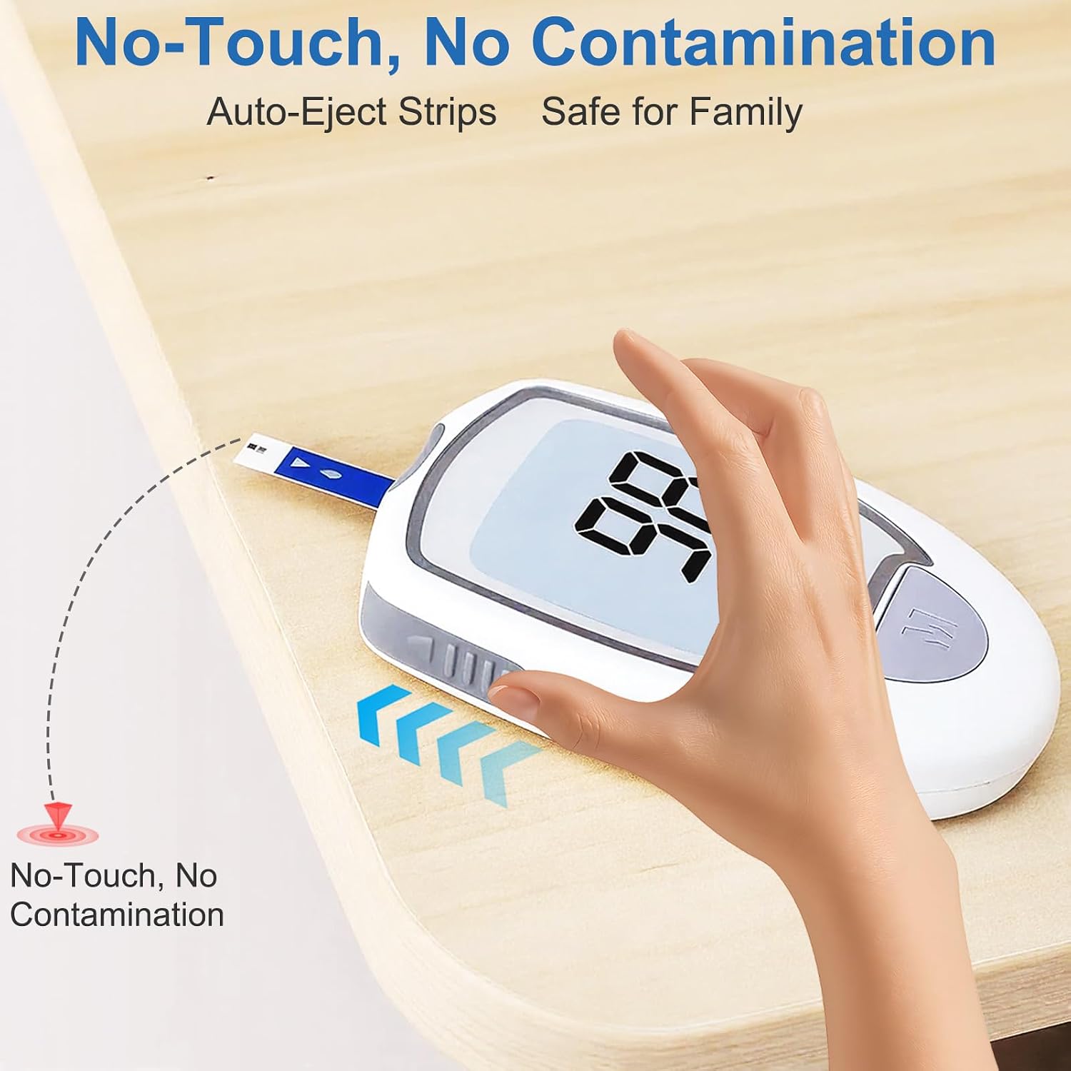 Detalle de CAKRNPS G-427B Blood Glucose Meter Kit, 50 Strips, Auto-Eject, No Coding
