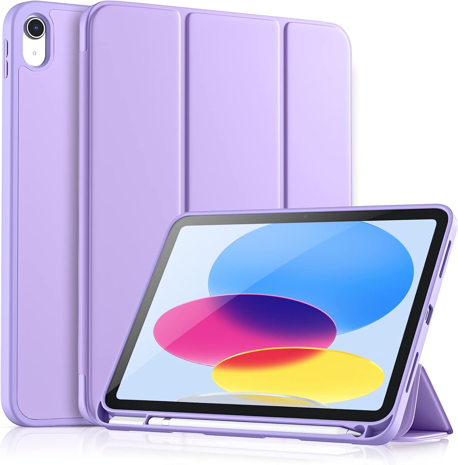 Detalle de Vobafe Hülle für iPad A16 11 / iPad 10 (10,9/11 Zoll, 2025/2022) mit TPU-Rückseite, Stifthalter & Smart-Funktion – Licht Lila