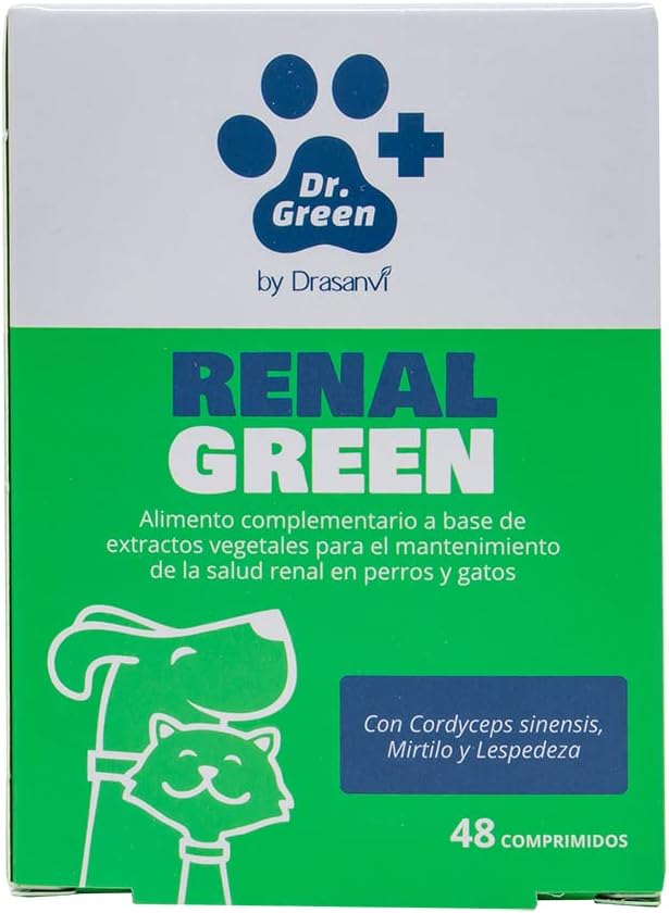 Detalle 2 de DRGREENVET Renalgreen – tabletki dla psów i kotów, 48 szt., smak jabłkowy