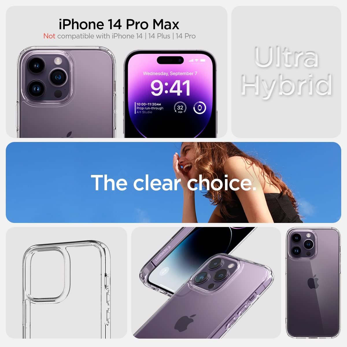 Detalle 2 de Spigen Ultra Hybrid pour iPhone 14 Pro Max – coque transparente anti-jaunissement