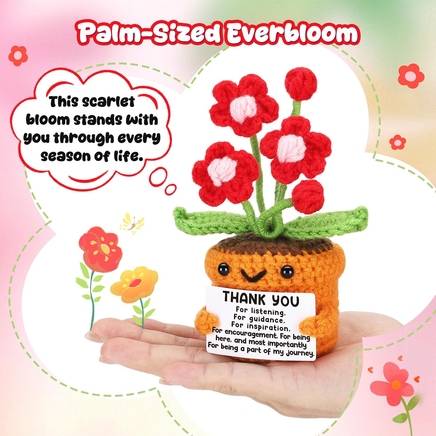 Detalle 2 de Handmade “Thank You” Coworker Gift for Women (Boss Lady) with Crocheted Flower Pot