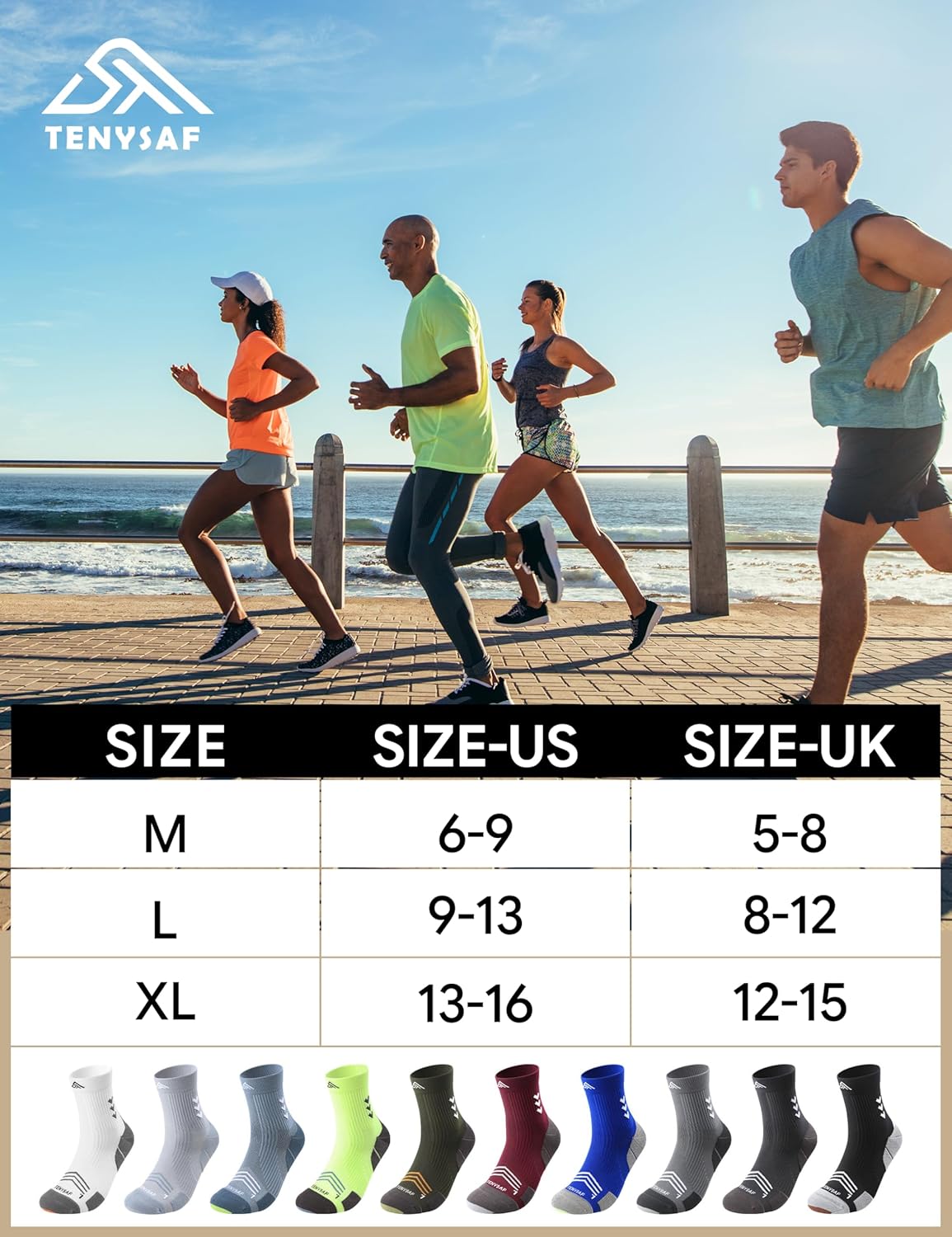 Thumbnail 5 de Lounwee Compression Sport Running Socks: Arch Support Crew Socks for Running, Hiking, Cycling and More