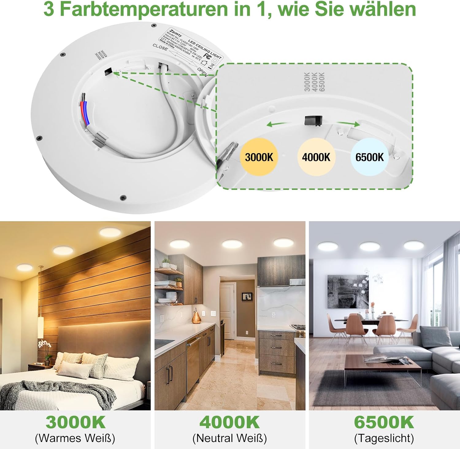 Detalle 2 de Zemty Deckenleuchte 15 W 18 cm LED