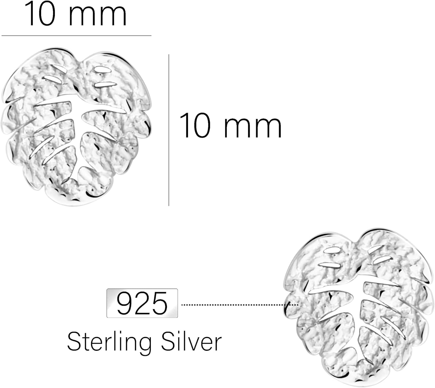 Detalle 2 de Ohrringe aus 925 Silber mit Blatt Motiv