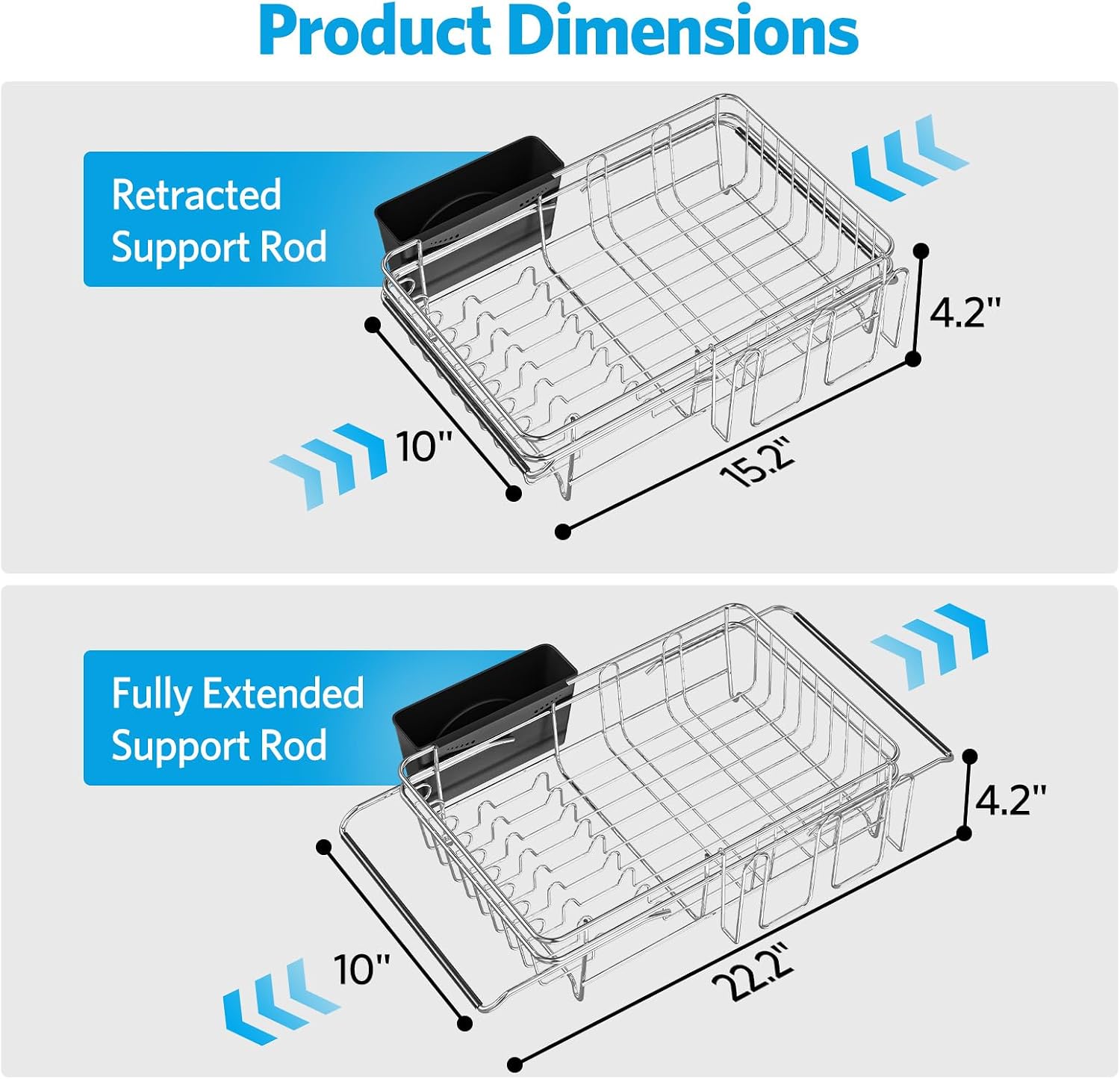 Thumbnail 5 de Delamu Over-the-Sink Dish Drying Rack, Stainless Steel