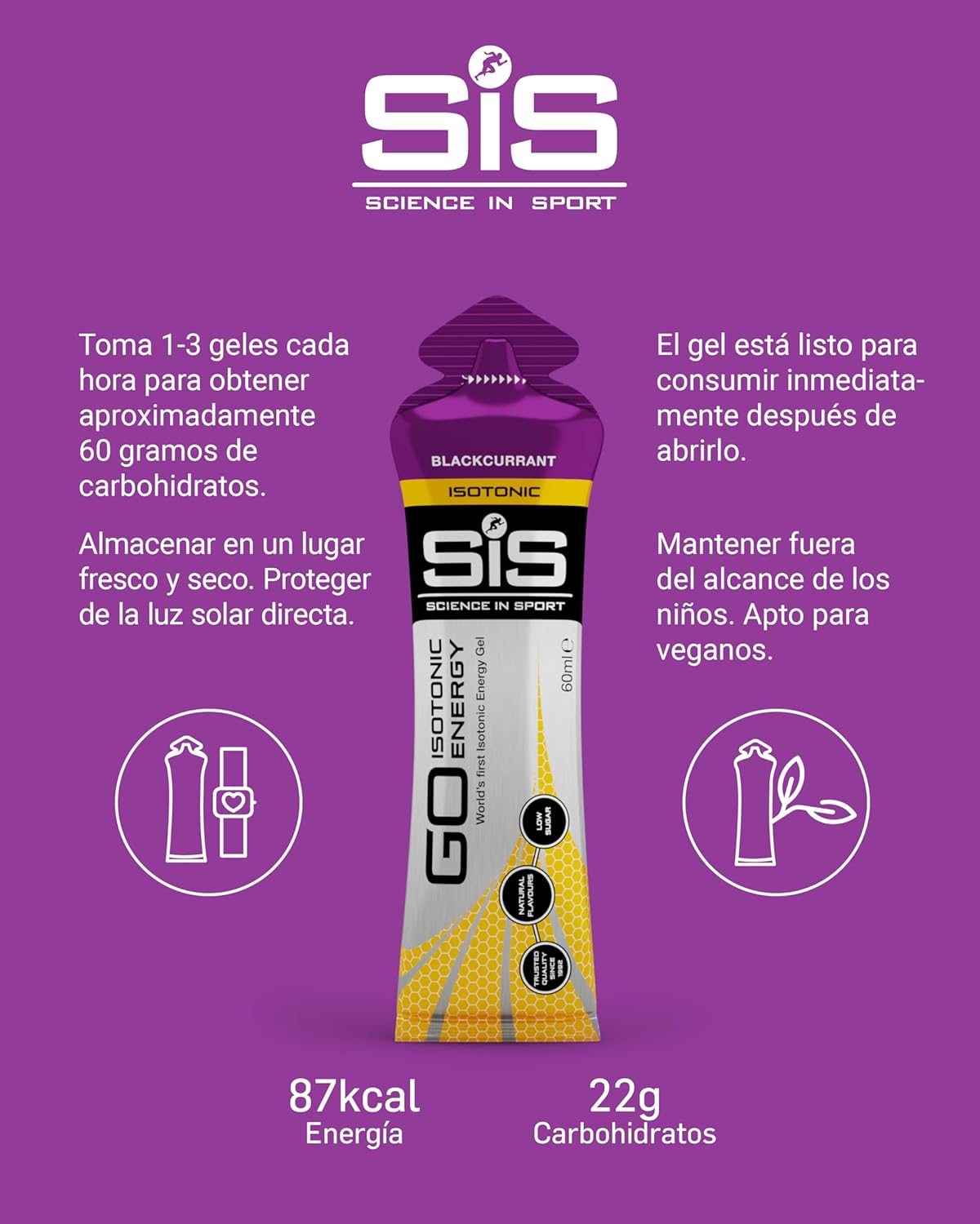 Thumbnail 3 de Science in Sport GO Isotonic Gel 30x60ml Grosella Negra 🍇