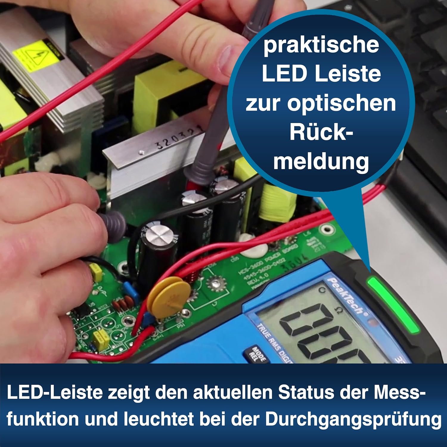 Thumbnail 5 de PeakTech P 3350 – True RMS Multimeter mit Digitalanzeige, 6000 Counts, Auto-Range, 10 A, CAT III 600 V