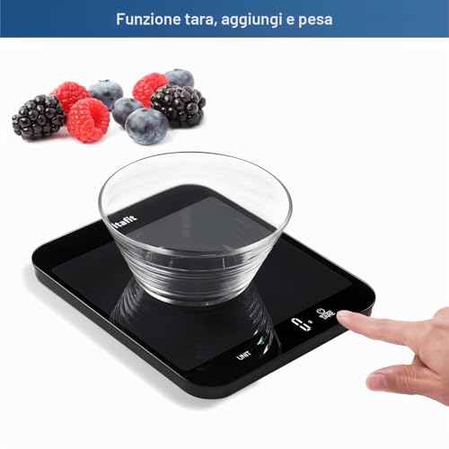 Detalle de Vitafit 15kg Bilancia Cucina Digitale – piattaforma 215x180 mm, precisione 1 g