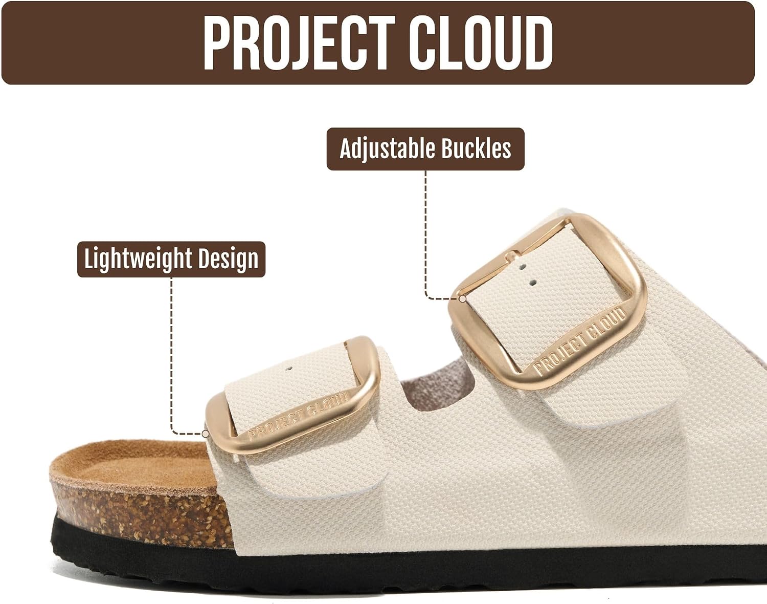Detalle de Project Cloud 100% Genuine Leather Footbed Sandals for Women (Santorini)