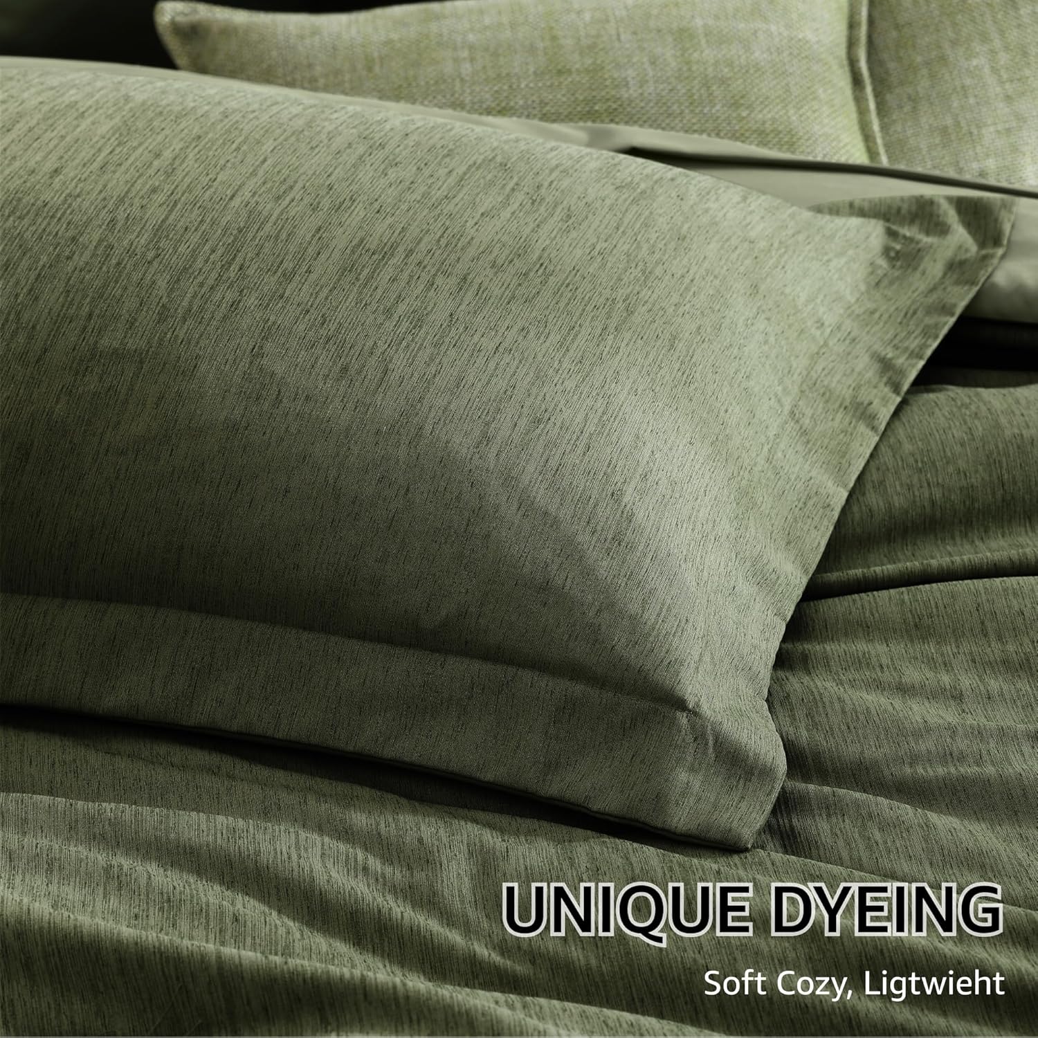 Thumbnail 6 de Monbix Oversized King Comforter Set – 7 Pieces, Olive Green, OEKO-TEX Certified